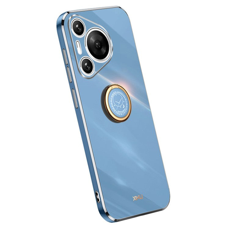 XINLI For Huawei Pura 70 Pro Case Electroplating Kickstand TPU Phone Cover - Blue