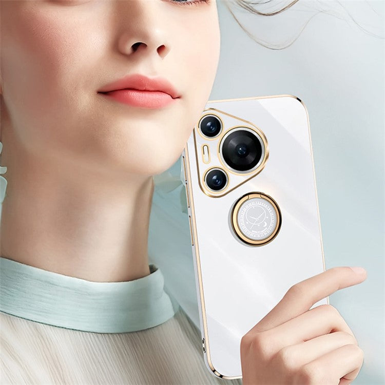 XINLI For Huawei Pura 70 Pro Case Electroplating Kickstand TPU Phone Cover - Blue