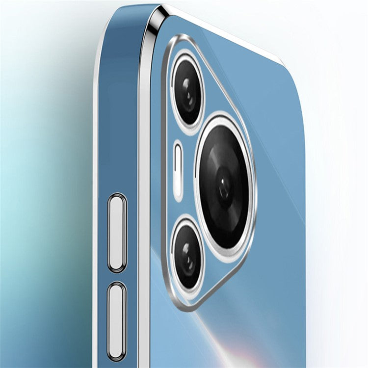 XINLI For Huawei Pura 70 Pro Case Electroplating Kickstand TPU Phone Cover - Blue