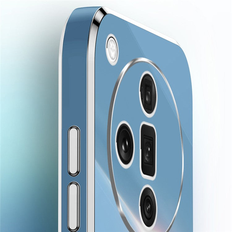XINLI For Oppo Find X7 5G Phone Case Electroplating TPU Cover with Ring Kickstand - Cyan