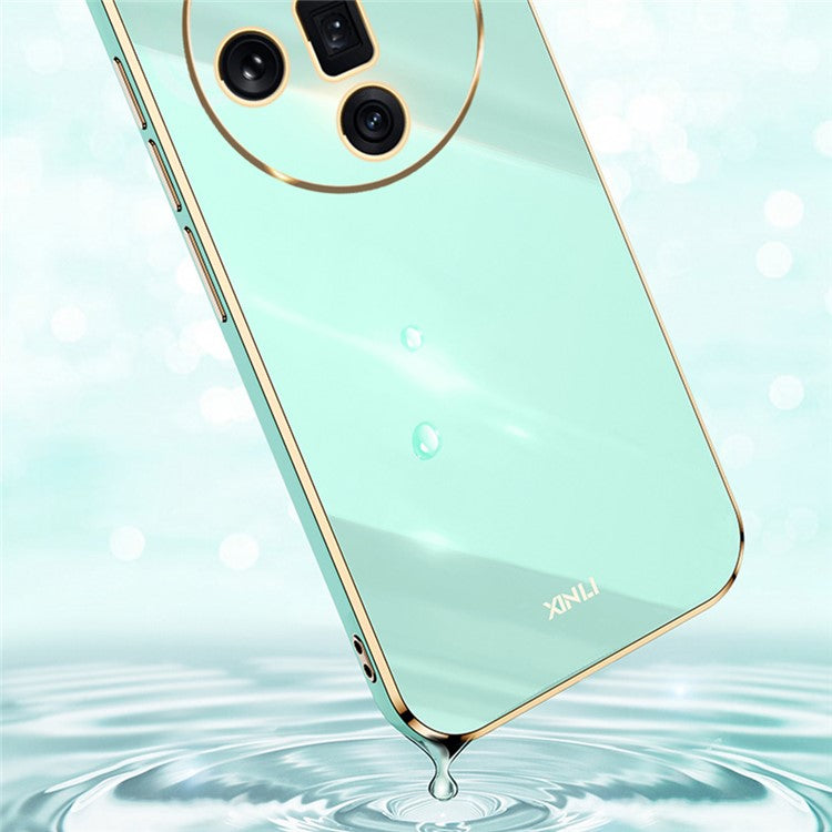 XINLI For Oppo Find X7 5G Phone Case Electroplating TPU Cover with Ring Kickstand - Pink