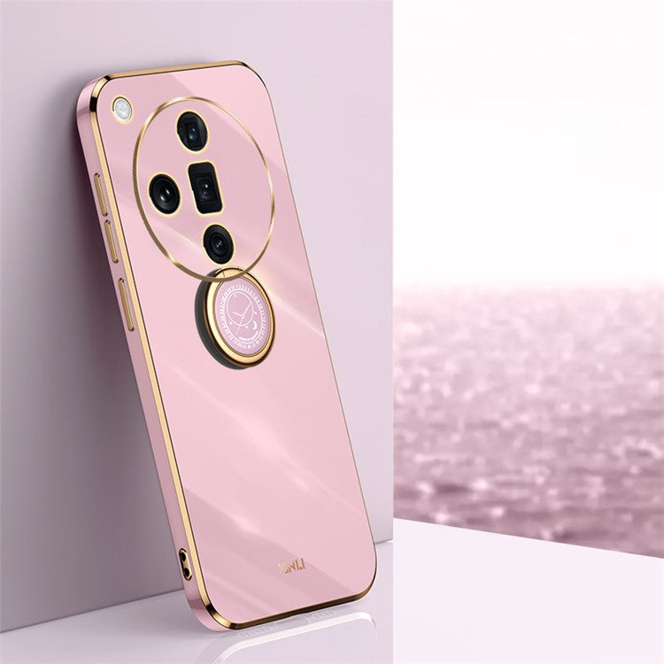 XINLI For Oppo Find X7 5G Phone Case Electroplating TPU Cover with Ring Kickstand - Purple
