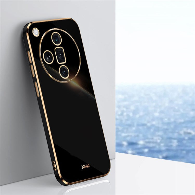 XINLI For Oppo Find X7 5G Case Electroplating Soft TPU Back Phone Cover - Black