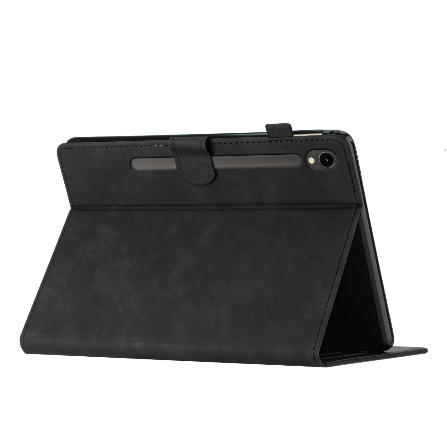 For Samsung Galaxy Tab S9 (X710 X716B X718U) / S9 FE (X510 / X516B) Card Holder Case Coconut Tree Imprinted Leather Tablet Cover - Black