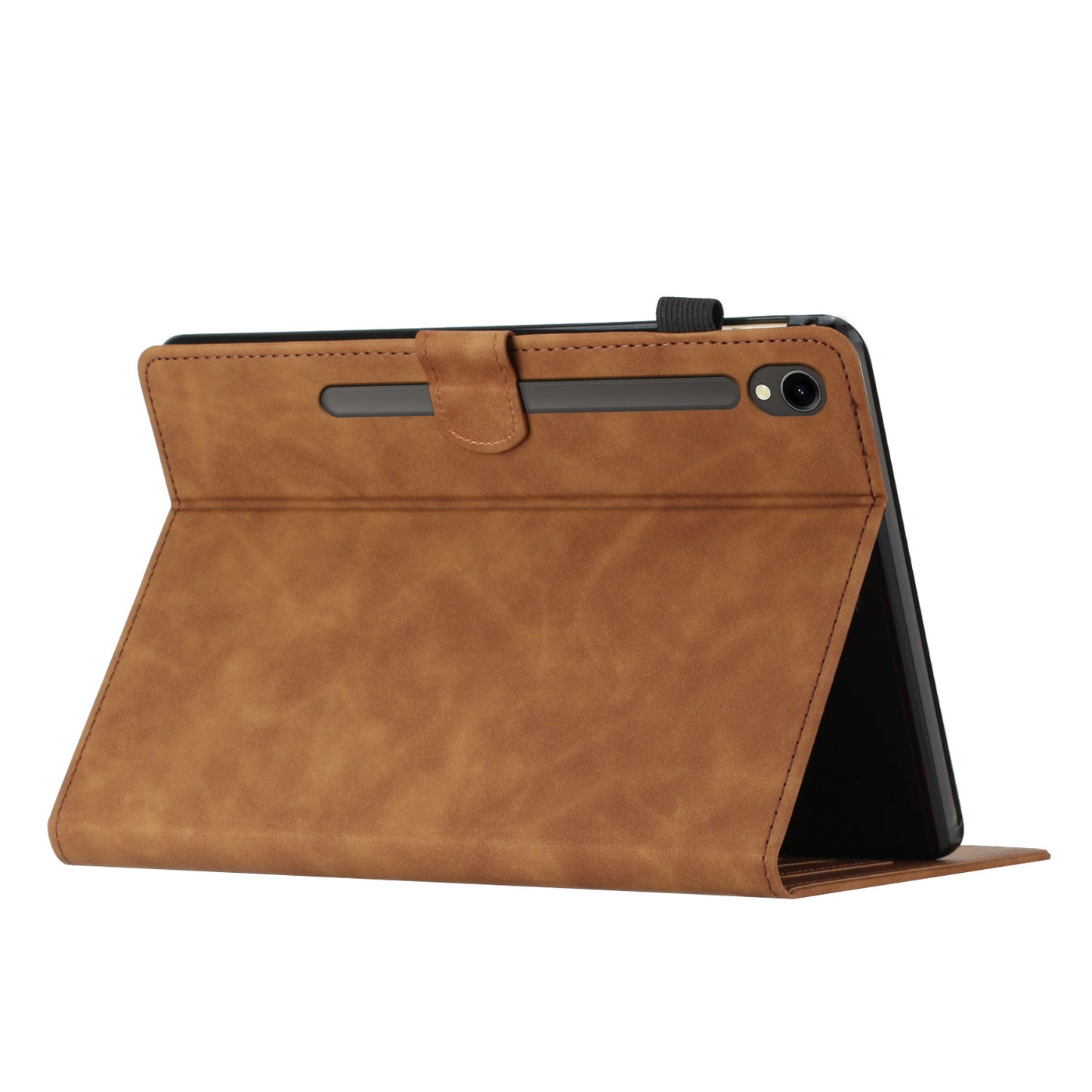 For Samsung Galaxy Tab S9 (X710 X716B X718U) / S9 FE (X510 / X516B) Card Holder Case Coconut Tree Imprinted Leather Tablet Cover - Brown