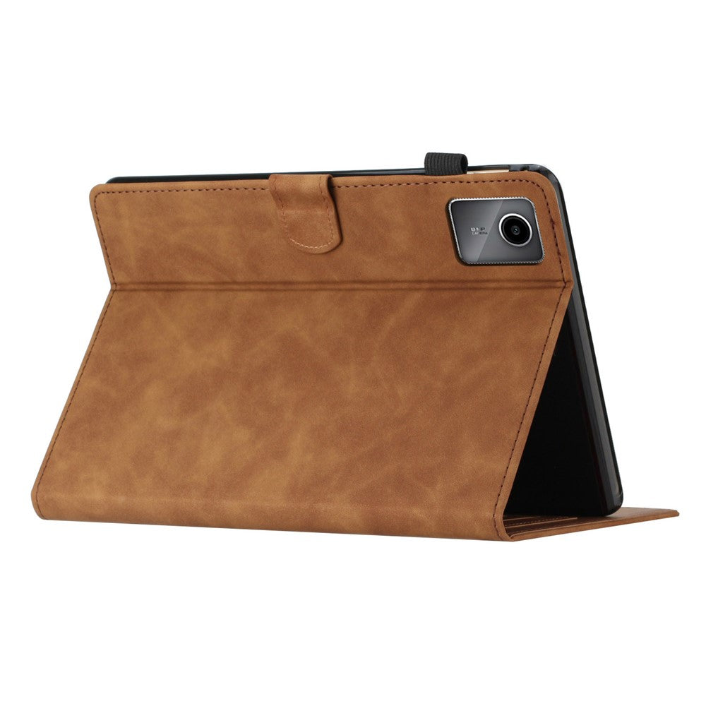 For Lenovo Tab M11 / Xiaoxin Pad 11 2024 TB-331FC Tablet Case Coconut Tree Imprinted Card Holder Leather Cover - Brown