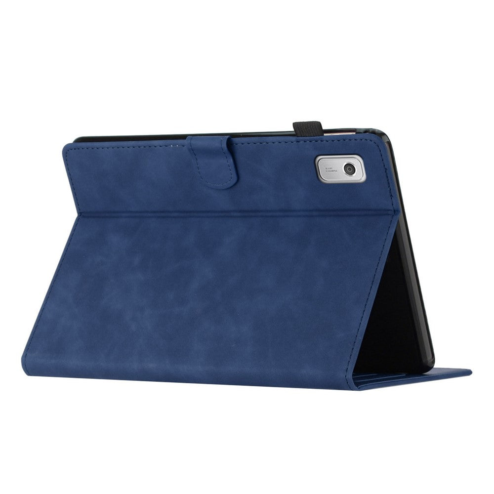 For Lenovo Tab M9 TB-310FU Case Card Slots PU Leather Coconut Tree Imprinted Tablet Cover Auto Wake / Sleep - Blue