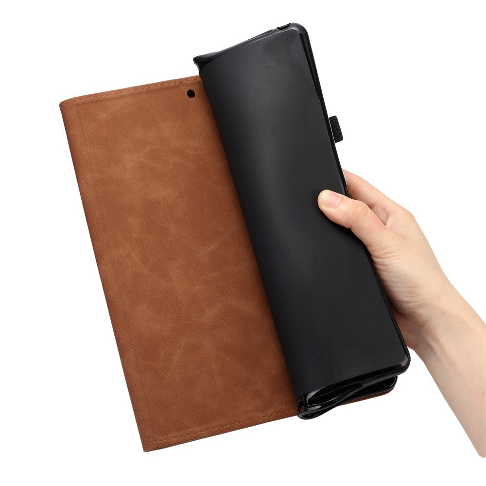 For Lenovo Tab M9 TB-310FU Case Card Slots PU Leather Coconut Tree Imprinted Tablet Cover Auto Wake / Sleep - Brown