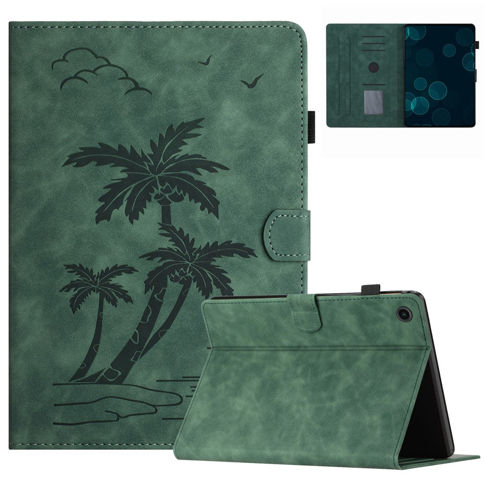 For Lenovo Tab M10 (Gen 3) Case Auto Sleep / Wake PU Leather Coconut Tree Pattern Tablet Cover - Green