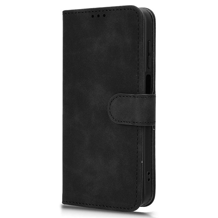 For Samsung Galaxy M15 5G Case Skin-Touch Leather Flip Stand Phone Cover - Black