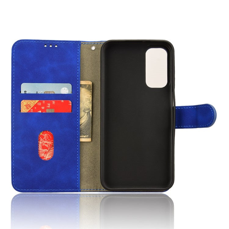 For Samsung Galaxy M15 5G Case Skin-Touch Leather Flip Stand Phone Cover - Blue