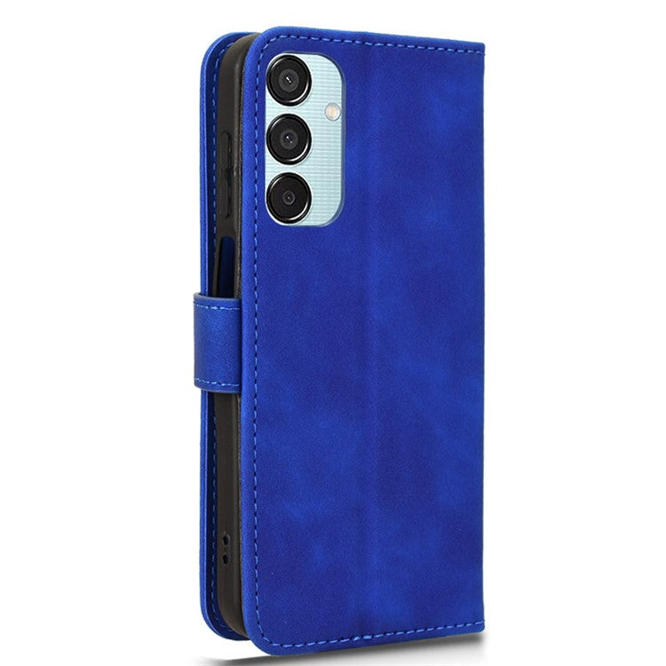 For Samsung Galaxy M15 5G Case Skin-Touch Leather Flip Stand Phone Cover - Blue