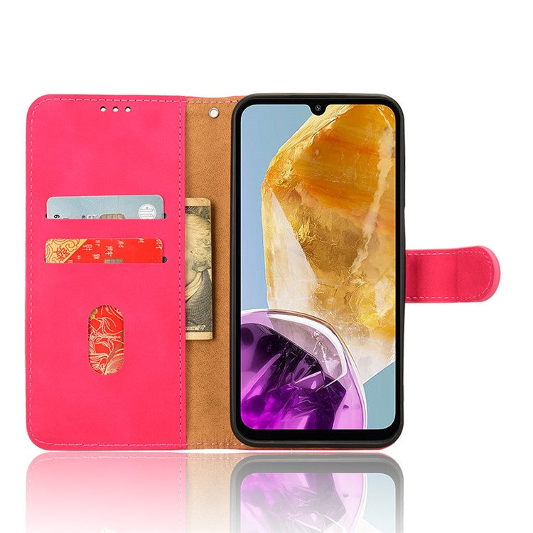 For Samsung Galaxy M15 5G Case Skin-Touch Leather Flip Stand Phone Cover - Rose