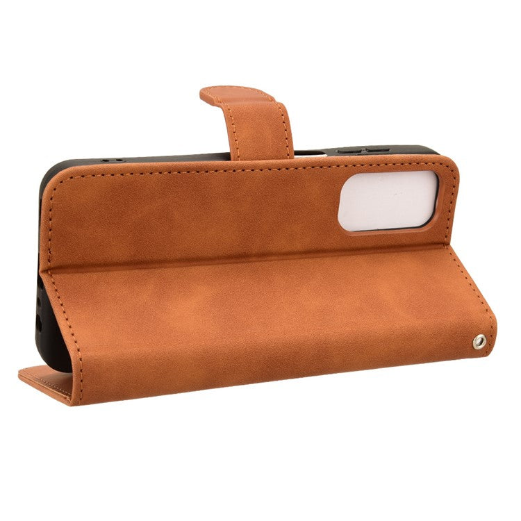 For Samsung Galaxy M15 5G Case Skin-Touch Leather Flip Stand Phone Cover - Brown