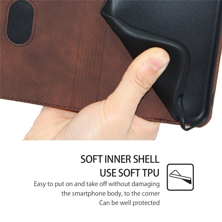 For Samsung Galaxy Xcover7 Case Skin-touch PU Leather Card Holder Phone Cover - Dark Brown