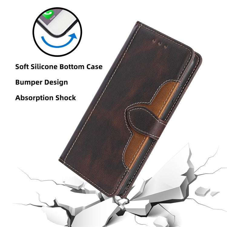 For Samsung Galaxy S24+ Leather Case Straw Hat Pattern Wallet Stand Phone Cover - Brown