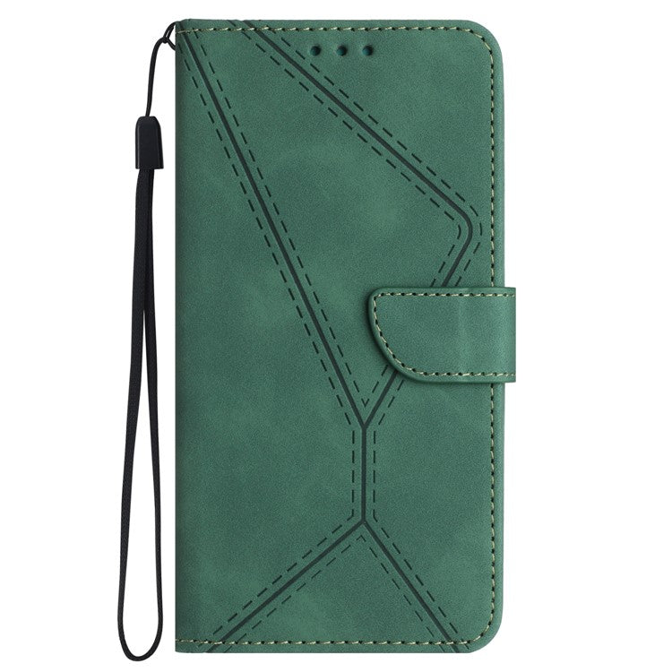 HT05 For iPhone SE (2025) Case Shockproof Lines Imprinted PU Leather Phone Cover - Green