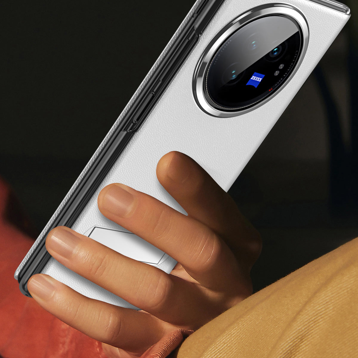 For vivo X Fold3 Magnetic Phone Case View Window PU Leather+PC Cover with Hidden Kickstand - Black