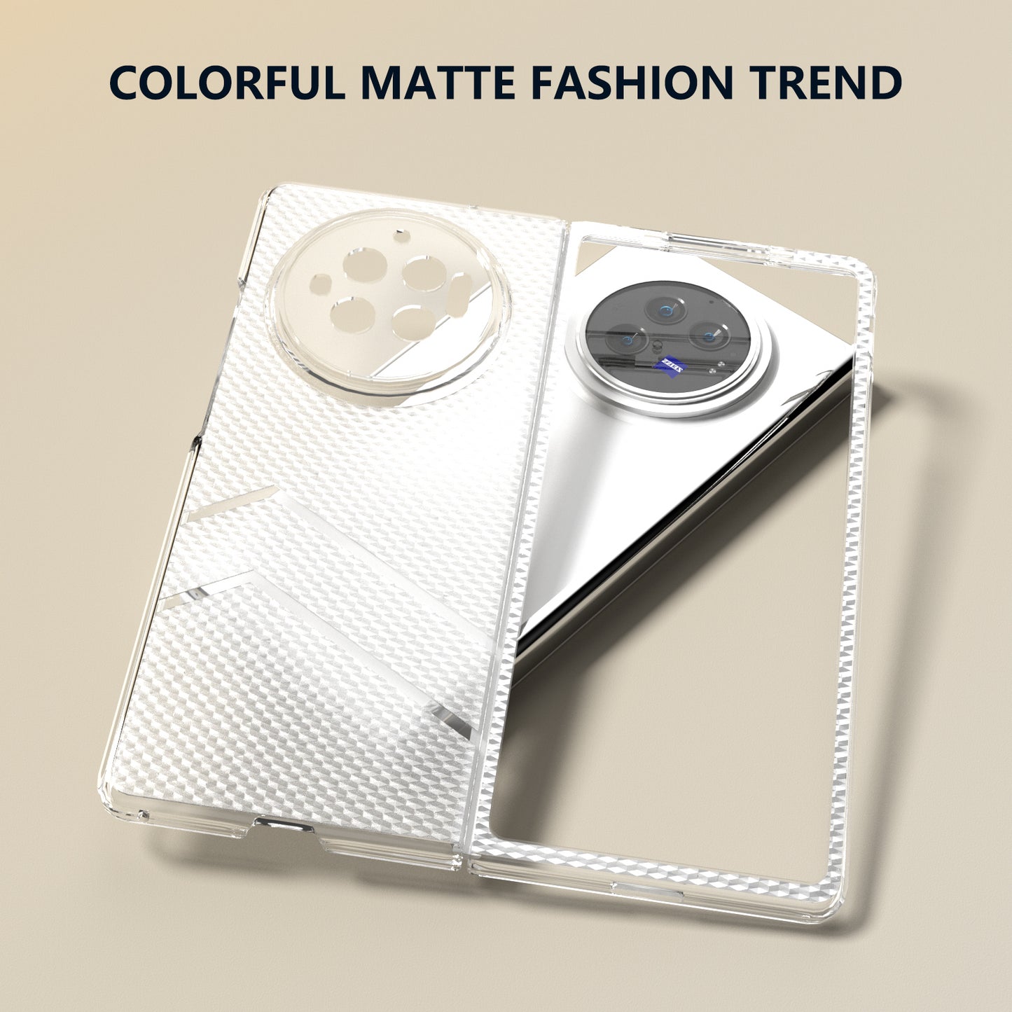 For vivo X Fold3 Clear Case Wave Texture Matte Hard PC Protective Phone Cover