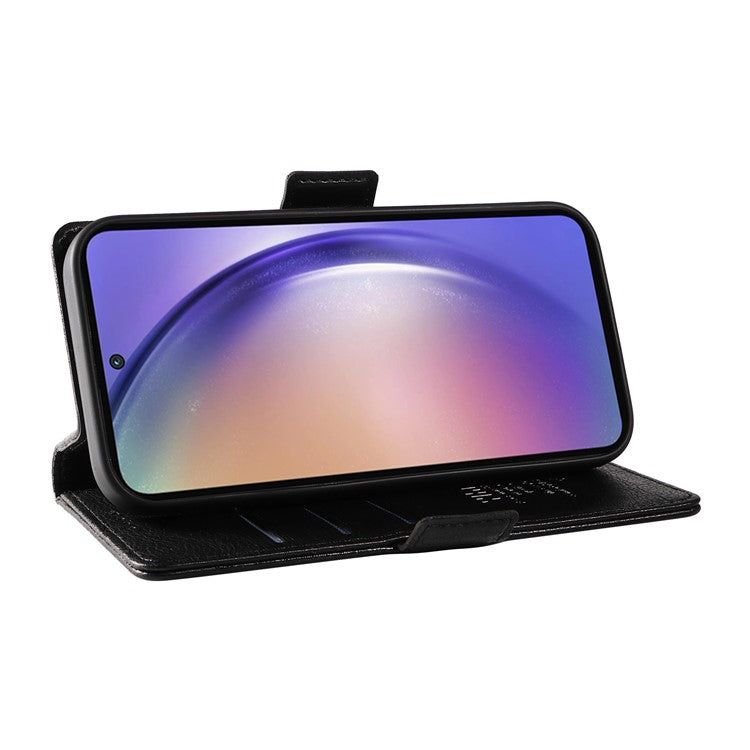 YIKATU YK-007 For Samsung Galaxy A55 5G Protective Case Litchi Texture Leather Phone Case - Black