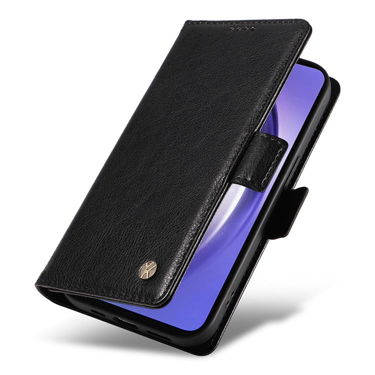 YIKATU YK-007 For Samsung Galaxy A55 5G Protective Case Litchi Texture Leather Phone Case - Black