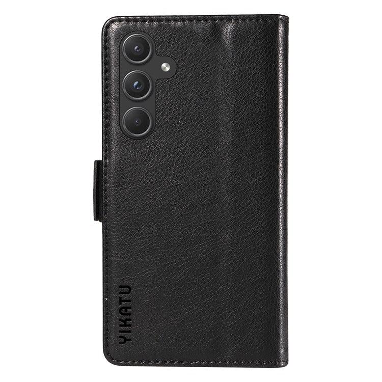 YIKATU YK-007 For Samsung Galaxy A55 5G Protective Case Litchi Texture Leather Phone Case - Black