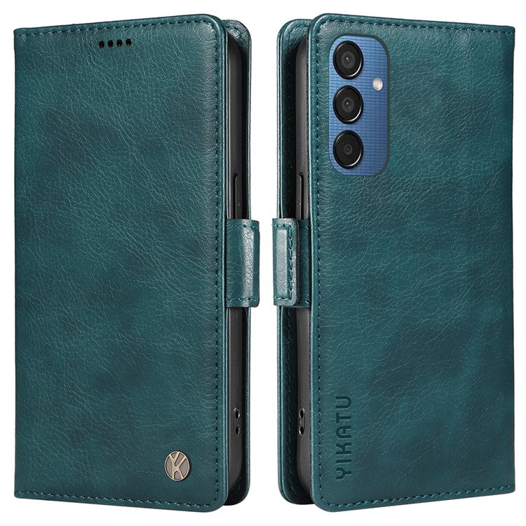 YIKATU YK-007 For Samsung Galaxy M15 5G Wallet Case Magnetic Clasp Leather Phone Cover - Blue