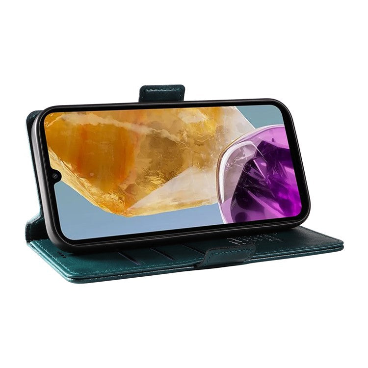 YIKATU YK-007 For Samsung Galaxy M15 5G Wallet Case Magnetic Clasp Leather Phone Cover - Blue