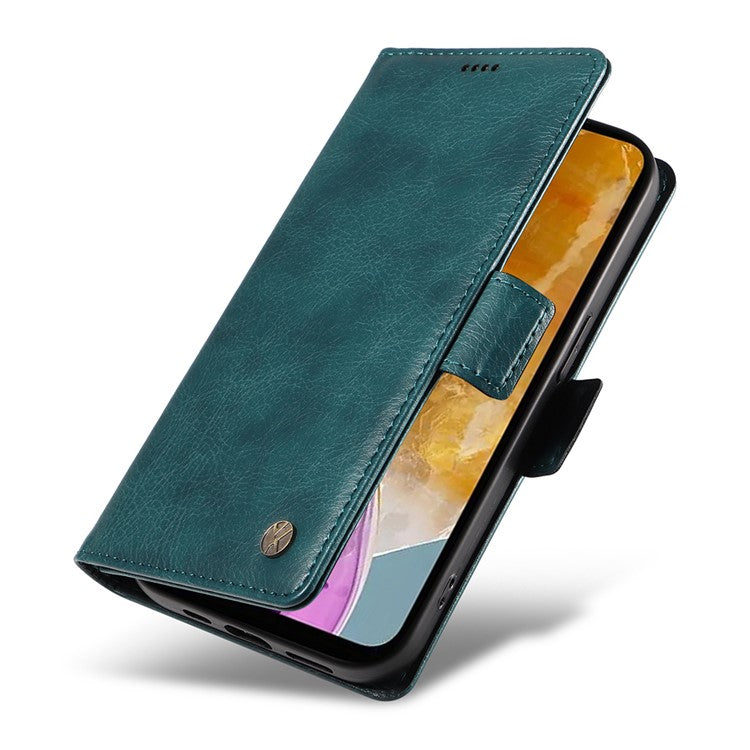 YIKATU YK-007 For Samsung Galaxy M15 5G Wallet Case Magnetic Clasp Leather Phone Cover - Blue