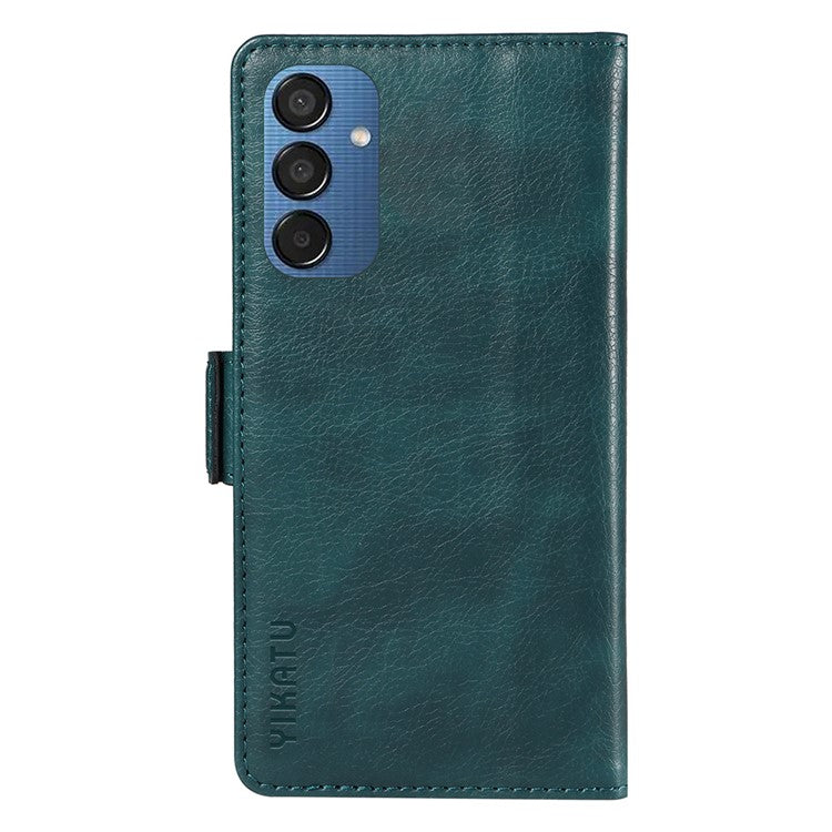 YIKATU YK-007 For Samsung Galaxy M15 5G Wallet Case Magnetic Clasp Leather Phone Cover - Blue