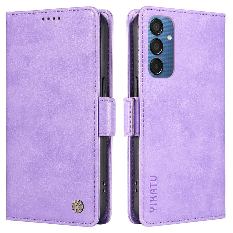 YIKATU YK-007 For Samsung Galaxy M15 5G Wallet Case Magnetic Clasp Leather Phone Cover - Purple