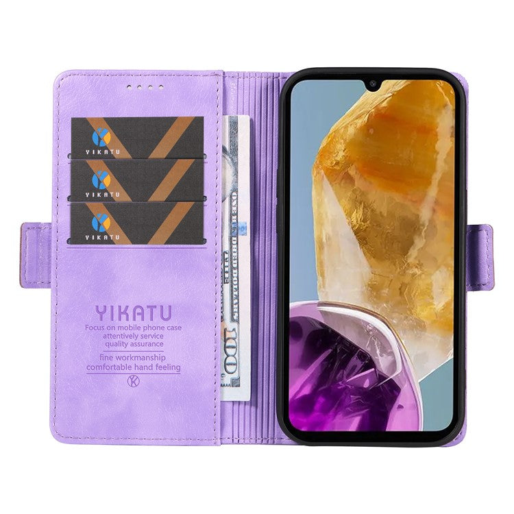 YIKATU YK-007 For Samsung Galaxy M15 5G Wallet Case Magnetic Clasp Leather Phone Cover - Purple