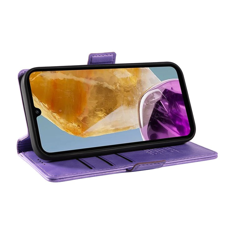 YIKATU YK-007 For Samsung Galaxy M15 5G Wallet Case Magnetic Clasp Leather Phone Cover - Purple