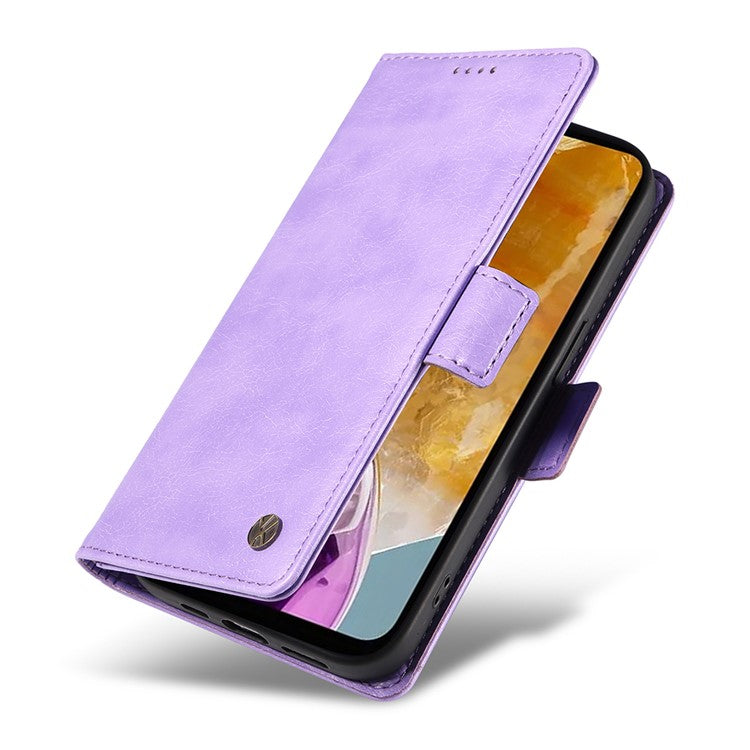 YIKATU YK-007 For Samsung Galaxy M15 5G Wallet Case Magnetic Clasp Leather Phone Cover - Purple