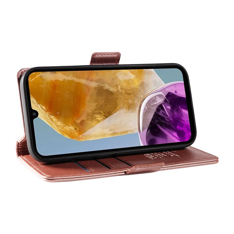 YIKATU YK-007 For Samsung Galaxy M15 5G Wallet Case Magnetic Clasp Leather Phone Cover - Rose Gold