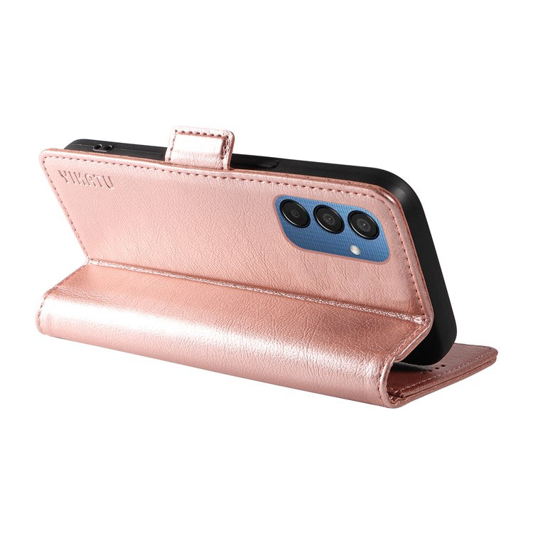 YIKATU YK-007 For Samsung Galaxy M15 5G Wallet Case Magnetic Clasp Leather Phone Cover - Rose Gold