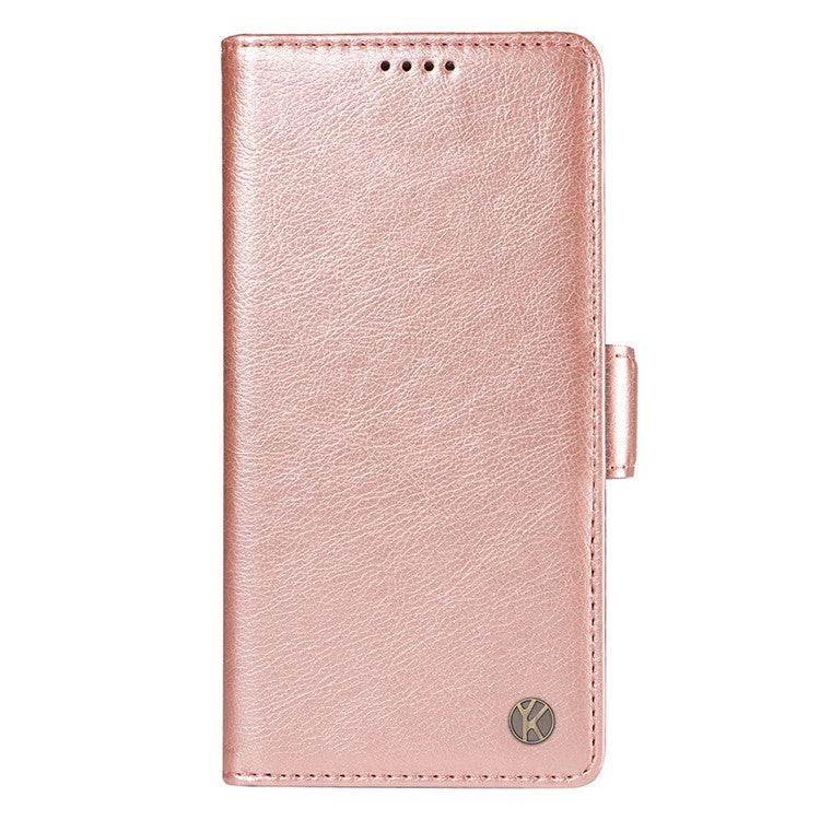 YIKATU YK-007 For Samsung Galaxy M15 5G Wallet Case Magnetic Clasp Leather Phone Cover - Rose Gold