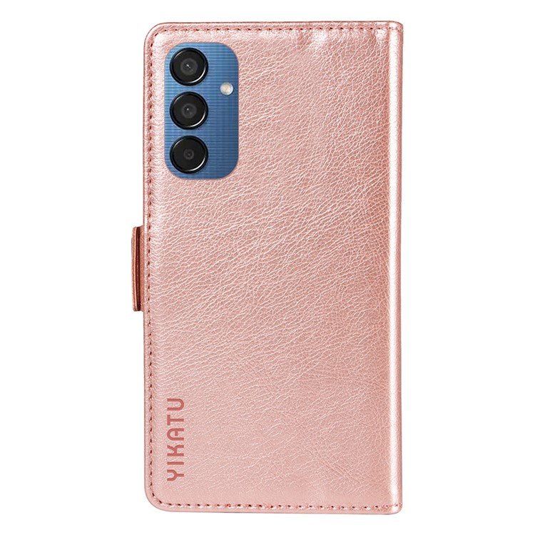 YIKATU YK-007 For Samsung Galaxy M15 5G Wallet Case Magnetic Clasp Leather Phone Cover - Rose Gold
