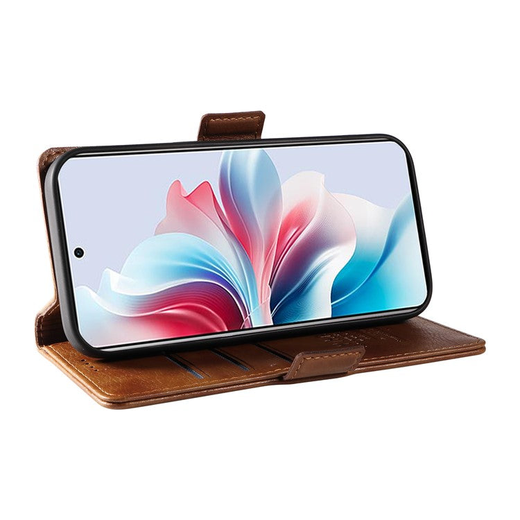 YIKATU YK-007 For Oppo Reno11 F 5G Case PU Leather+TPU Scratch-proof Mobile Phone Cover - Brown
