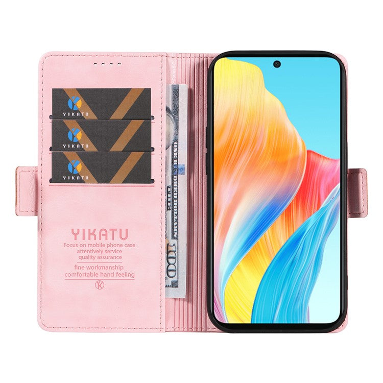 YIKATU YK-007 For Oppo A58 4G Case Litchi Texture Wallet Stand Phone Leather Cover - Pink