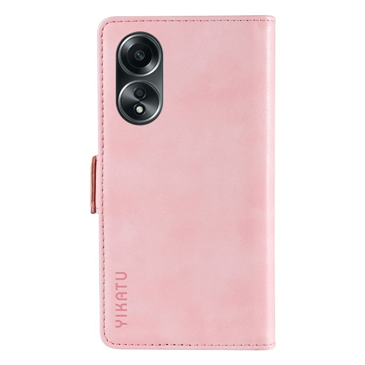 YIKATU YK-007 For Oppo A58 4G Case Litchi Texture Wallet Stand Phone Leather Cover - Pink