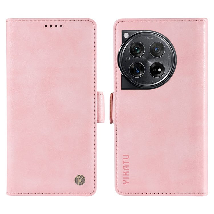 YIKATU YK-007 For OnePlus 12 5G Case Litchi Texture Side Clasps Phone Stand Cover - Pink