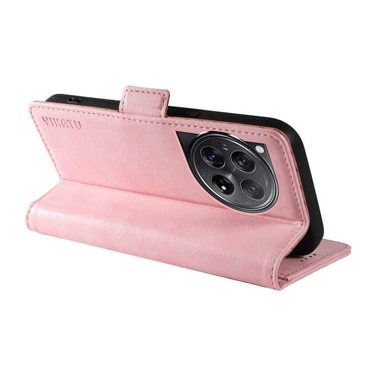 YIKATU YK-007 For OnePlus 12 5G Case Litchi Texture Side Clasps Phone Stand Cover - Pink