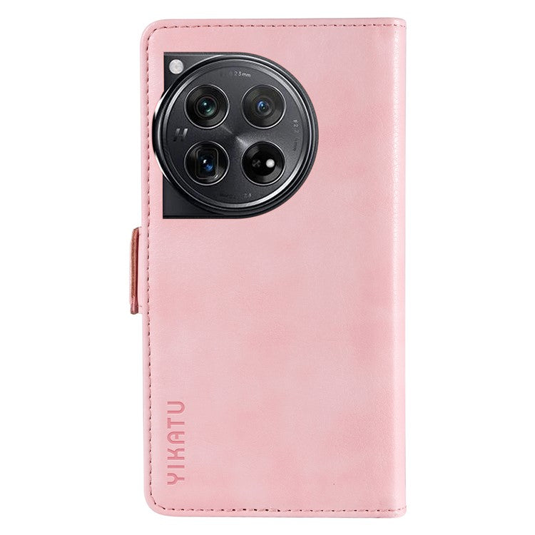 YIKATU YK-007 For OnePlus 12 5G Case Litchi Texture Side Clasps Phone Stand Cover - Pink