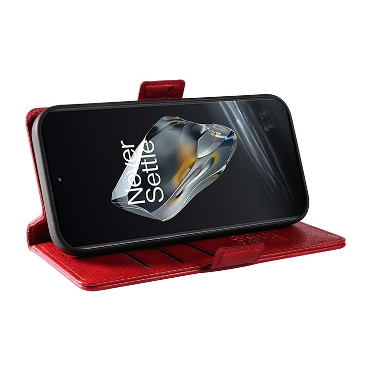 YIKATU YK-007 For OnePlus 12 5G Case Litchi Texture Side Clasps Phone Stand Cover - Red