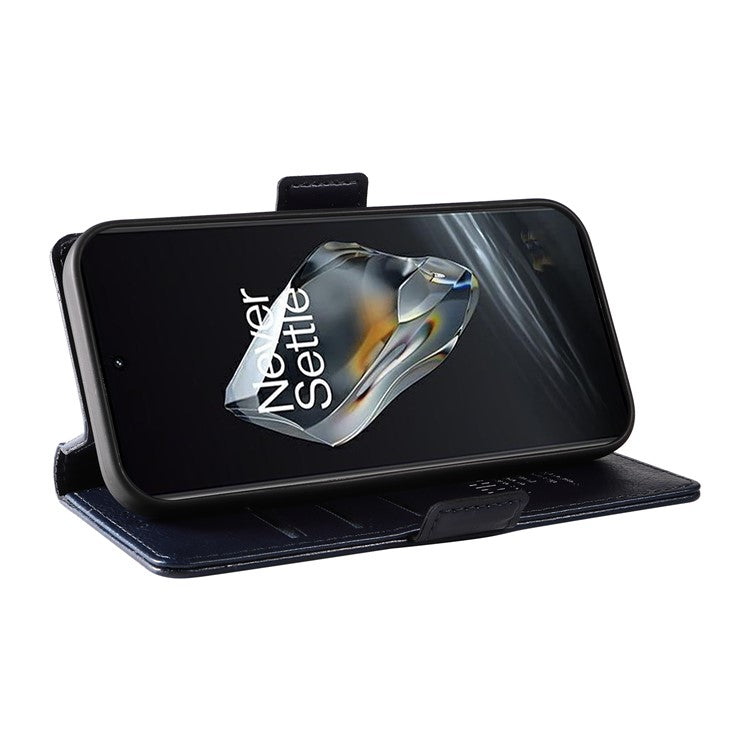 YIKATU YK-007 For OnePlus 12 5G Case Litchi Texture Side Clasps Phone Stand Cover - Navy Blue