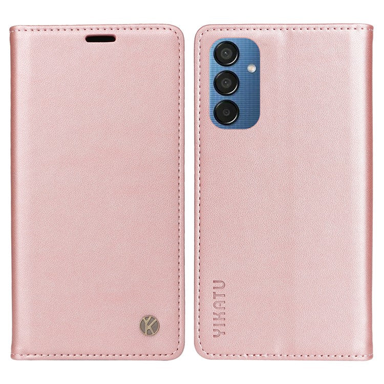 YIKATU YK-001 For Samsung Galaxy M15 5G Phone Cover Magnetic Closure Leather Shock Absorbing Case - Rose Gold