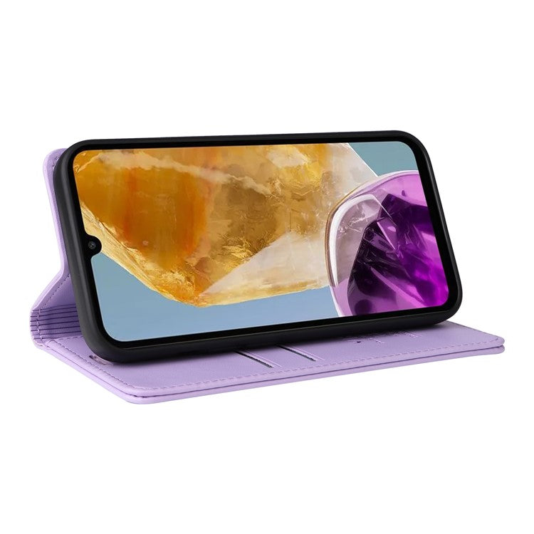 YIKATU YK-001 For Samsung Galaxy M15 5G Phone Cover Magnetic Closure Leather Shock Absorbing Case - Light Purple
