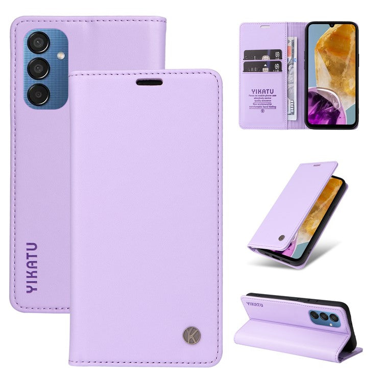 YIKATU YK-001 For Samsung Galaxy M15 5G Phone Cover Magnetic Closure Leather Shock Absorbing Case - Light Purple