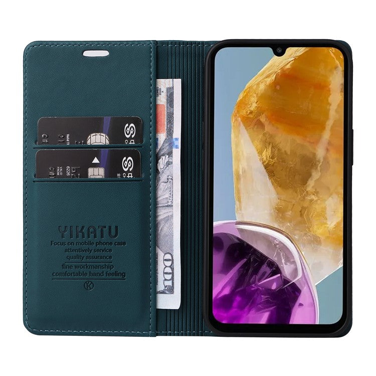 YIKATU YK-001 For Samsung Galaxy M15 5G Phone Cover Magnetic Closure Leather Shock Absorbing Case - Green